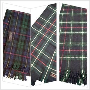 Glentana MacKenzie Tartan Scarf Bundle 3 Scottish Plaid Lot Wool